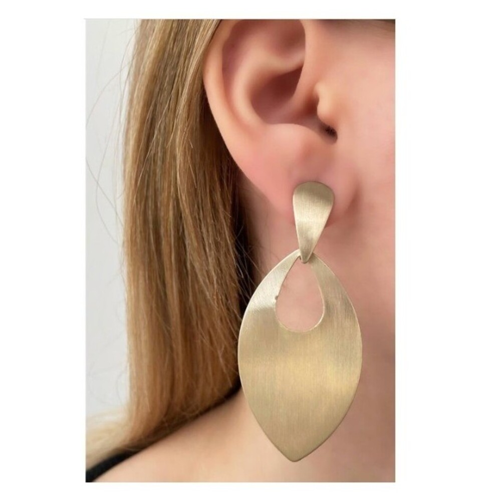 Hema Geometric Shape Women's Gold Tone Statement Dangle Earrings
